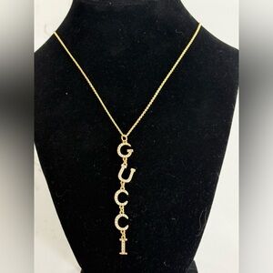 Fashion Jewelry Gold Crystal 'GUCCI' Letter Drop Necklace